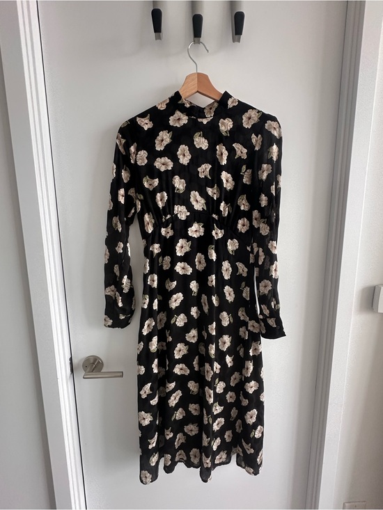 & Other Stories Dresses & Skirts - Zara Black Floral Long Sleeve Midi Dress